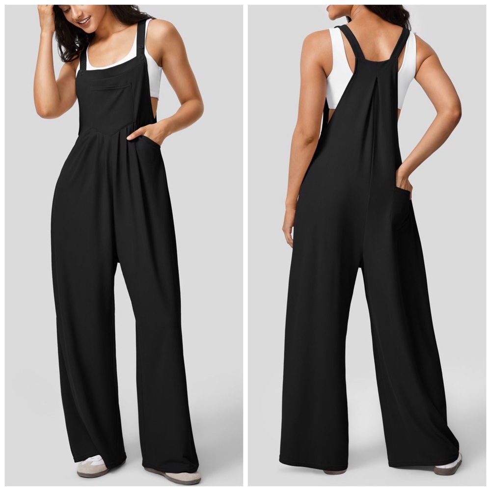 Halara Adjustable Strap Plicated Waffle Jumpsuit